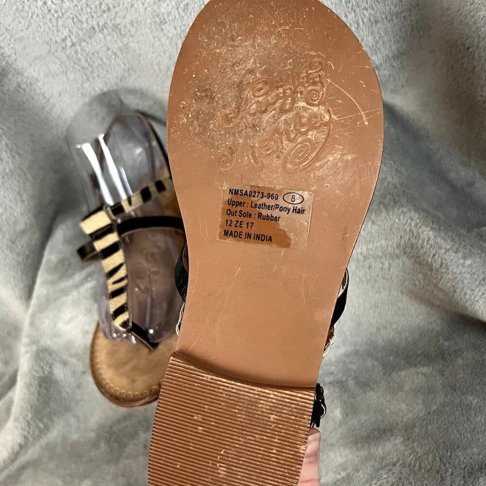 Naughty Monkey Zebra Print Gemma Flat Sandals Womens 8 Animal Print - Picture 4 of 8